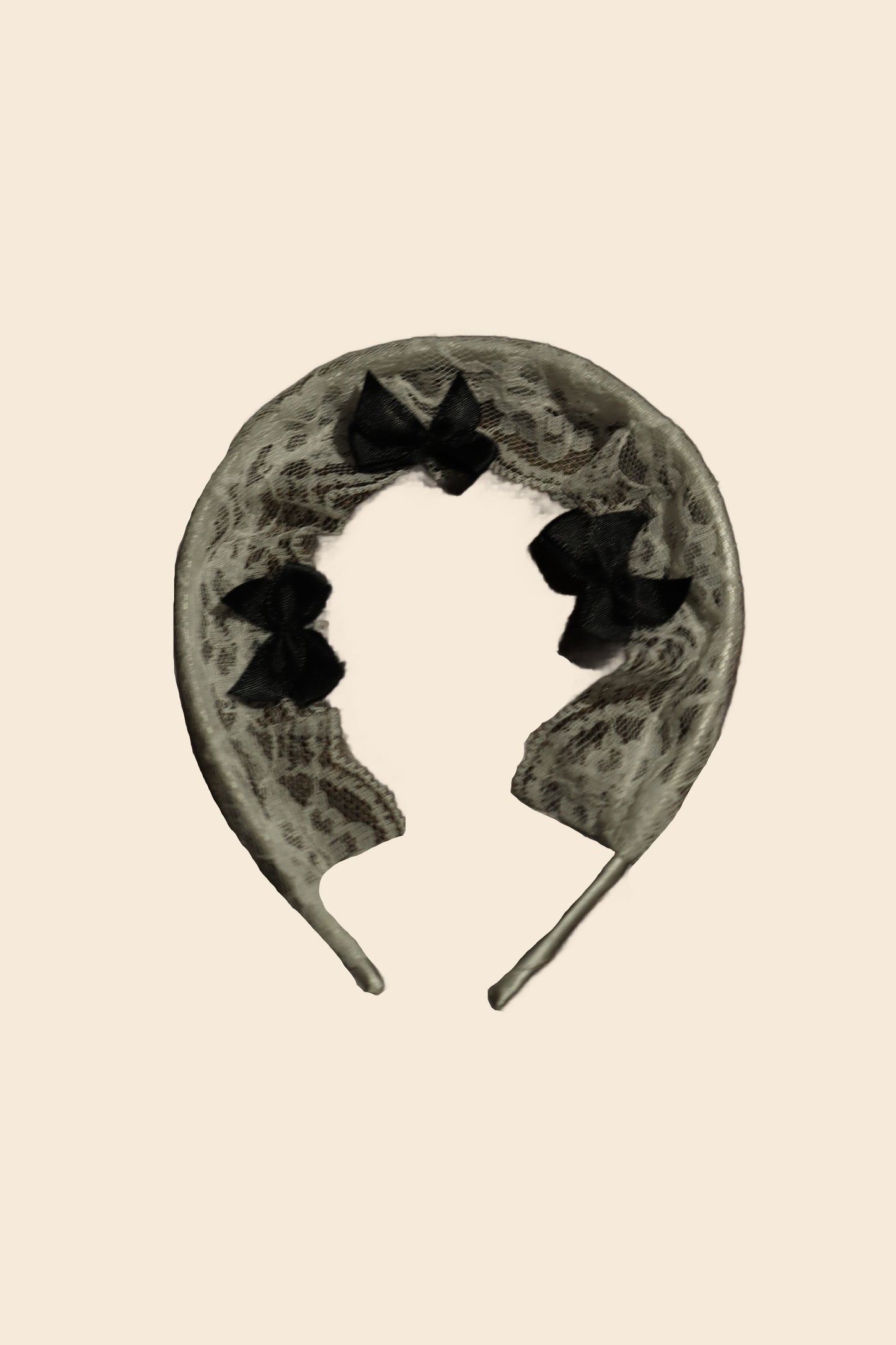 Diadema de encaje con moños del disfraz de mucama, color negro - Lunatik