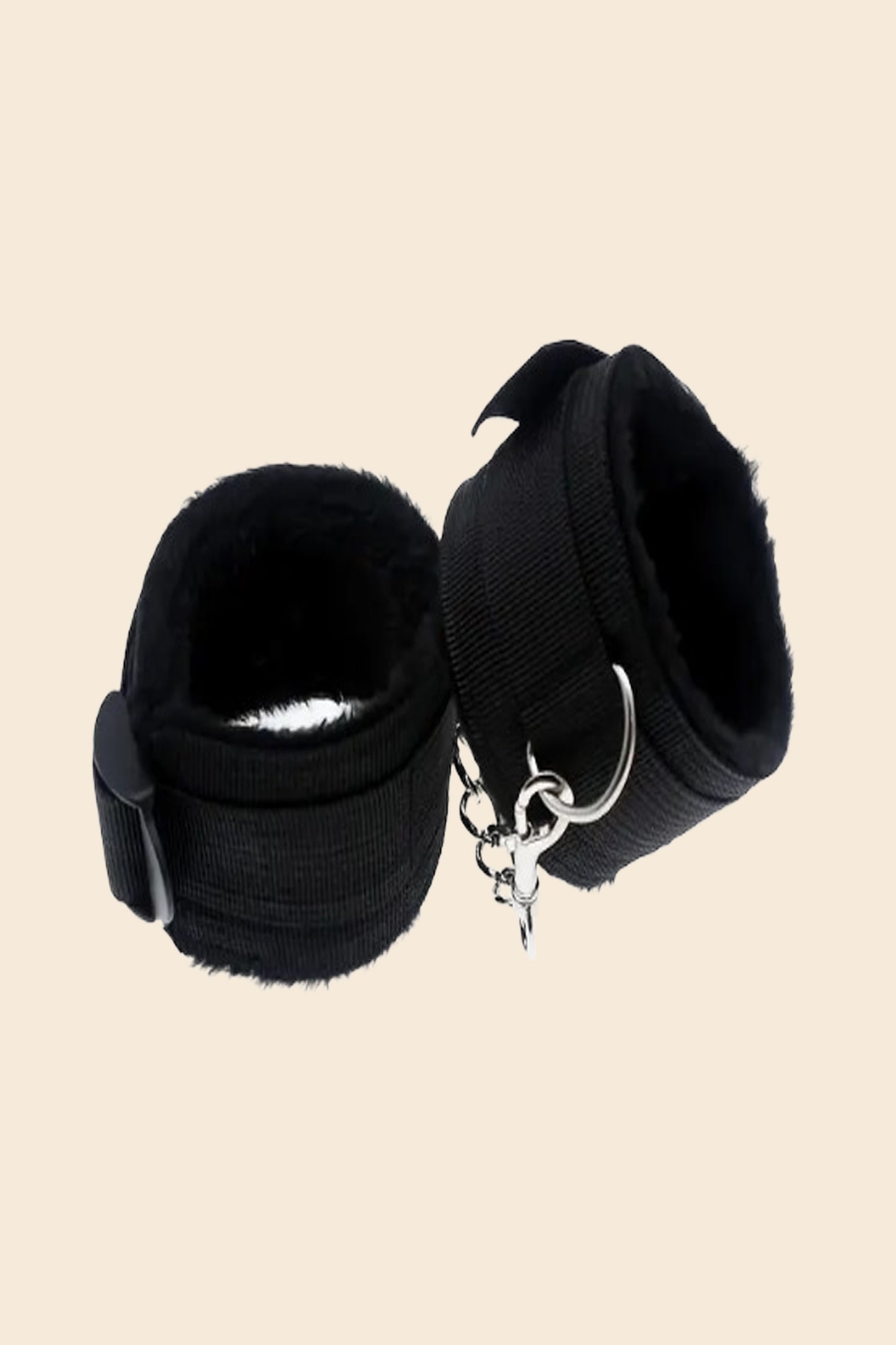 Esposas BDSM acolchadas con cadena metálica, color negro - Lunatik