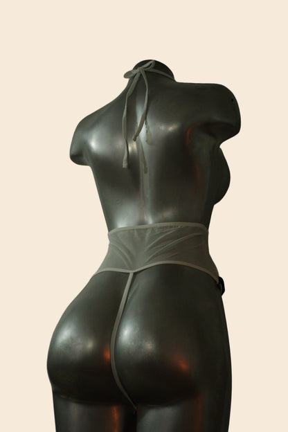 Disfraz de coneja tipo lencería en malla transparente, vista trasera - Lunatik