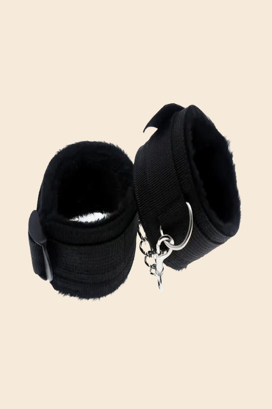 Esposas BDSM acolchadas con cadena metálica, color negro - Lunatik